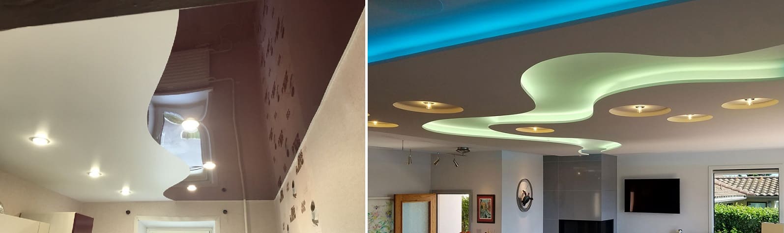 Заказать криволинейные натяжные потолки с доставкой и установкой от компании Alezi: бесплатный замер, выгодные цены на полотна, профессиональный монтаж