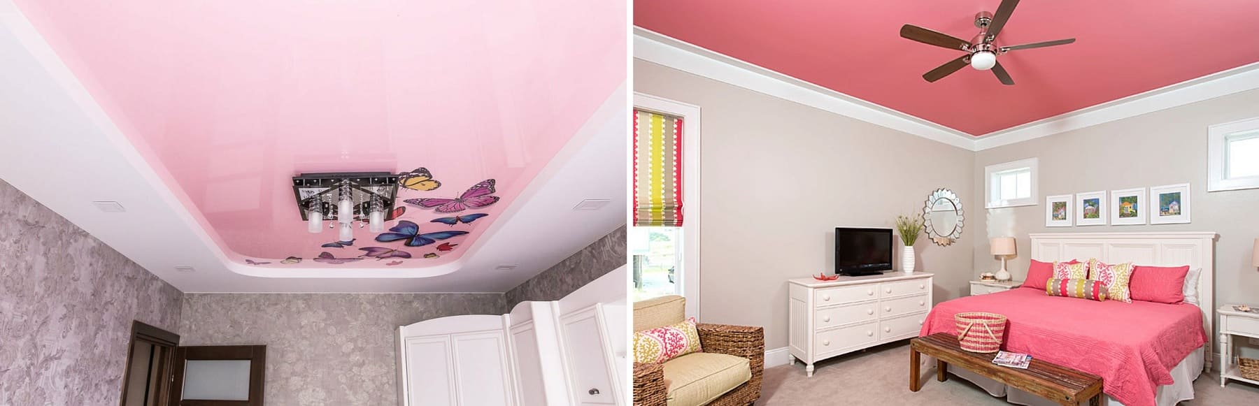 Заказать розовый натяжной потолок с установкой от компании Alezi: цены, фото, примеры, работ, онлайн-калькулятор