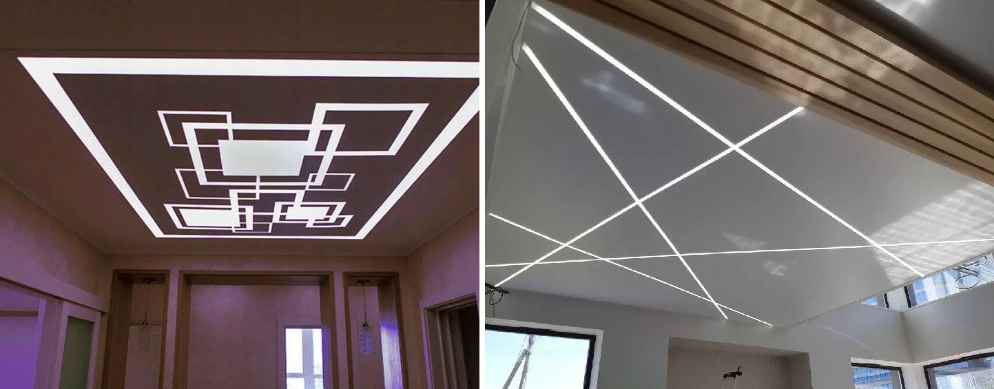 Световые линии на натяжном потолке: плюсы и минусы, особенности установки - компания Alezi